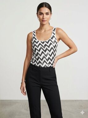 🌸Express Chevron Sequin Tank Top in Black and White